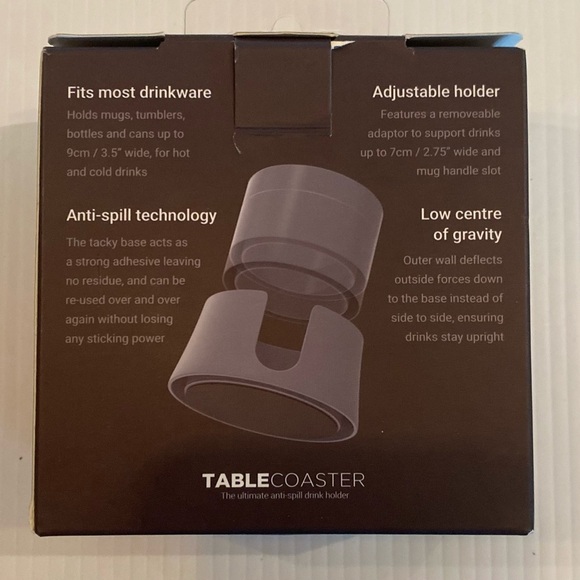 TableCoaster - The Ultimate Anti-Spill Drink Holder, In Black NEW - Picture 3 of 12